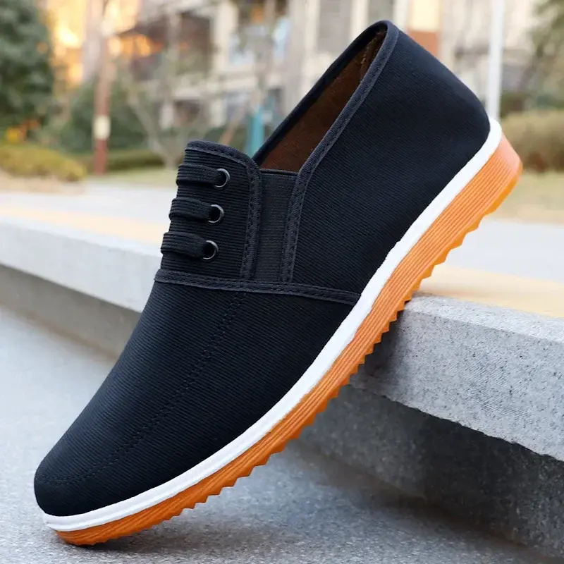 Men's Canvas Shoes: Casual Sports Loafers for Spring/Autumn with Solid Color and Flat Bottom  shoes for men  canvas shoes