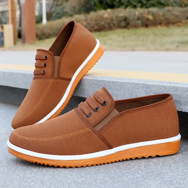Men's Canvas Shoes: Casual Sports Loafers for Spring/Autumn with Solid Color and Flat Bottom  shoes for men  canvas shoes