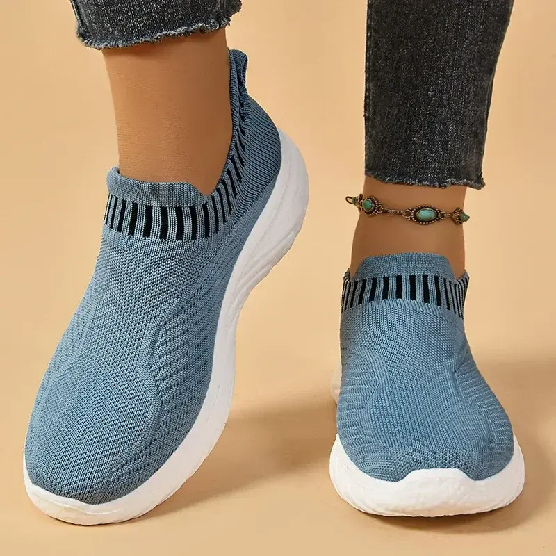 New Spring Summer Women Shoes Knitting Sock Women's Sneakers Breathable Women Flat Shoes Soft Bottom Casual Walking Shoes