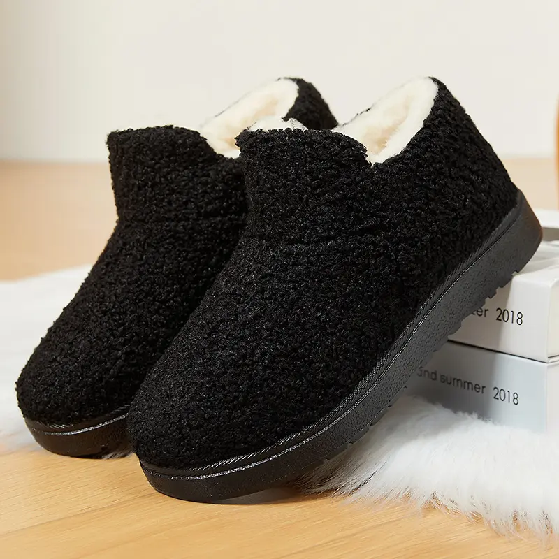 Cotton shoes winter new velvet thickened shoes cross-border home versatile fashion snow boots soft sole one-pedal cotton boots