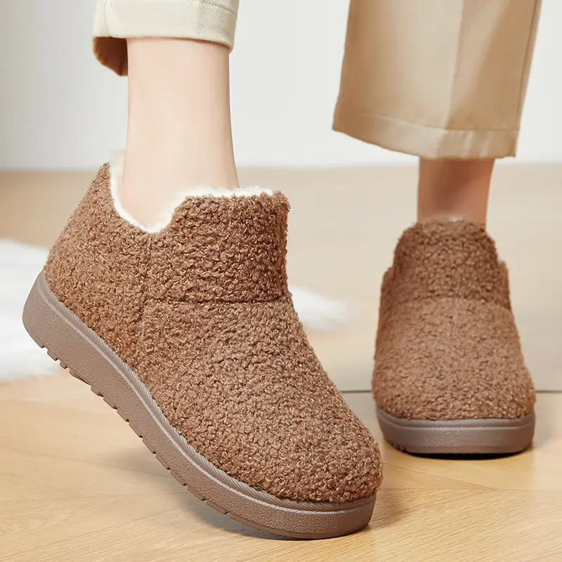 Cotton shoes winter new velvet thickened shoes cross-border home versatile fashion snow boots soft sole one-pedal cotton boots