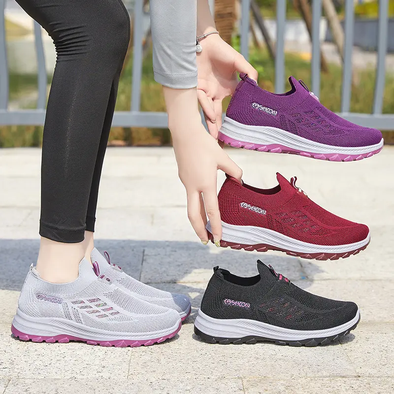 Spring 2024 New Women's Shoes with Breathable One Step Soft Sole, Anti slip and Wear Resistant, Grey Purple Red Black