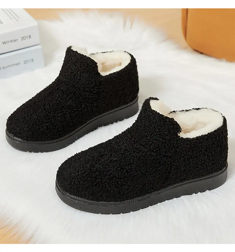 Cotton shoes winter new velvet thickened shoes cross-border home versatile fashion snow boots soft sole one-pedal cotton boots