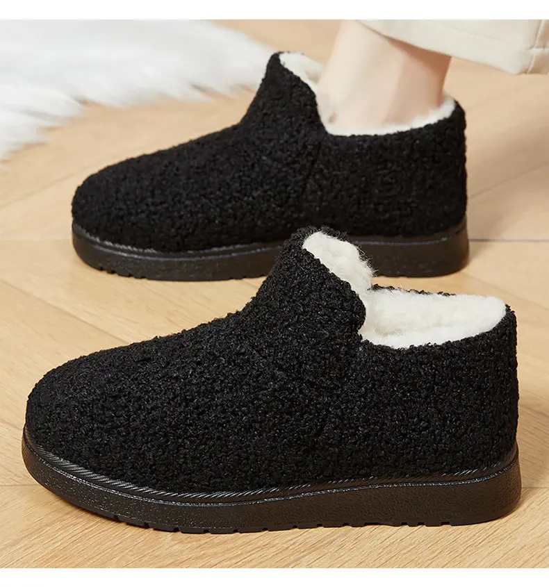 Cotton shoes winter new velvet thickened shoes cross-border home versatile fashion snow boots soft sole one-pedal cotton boots