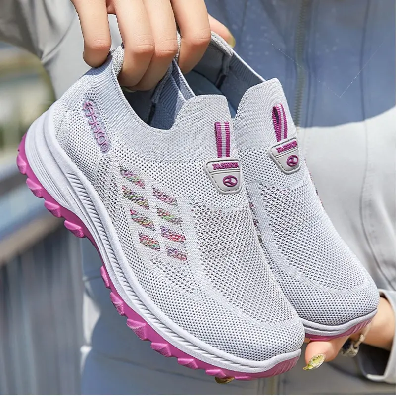 Spring 2024 New Women's Shoes with Breathable One Step Soft Sole, Anti slip and Wear Resistant, Grey Purple Red Black
