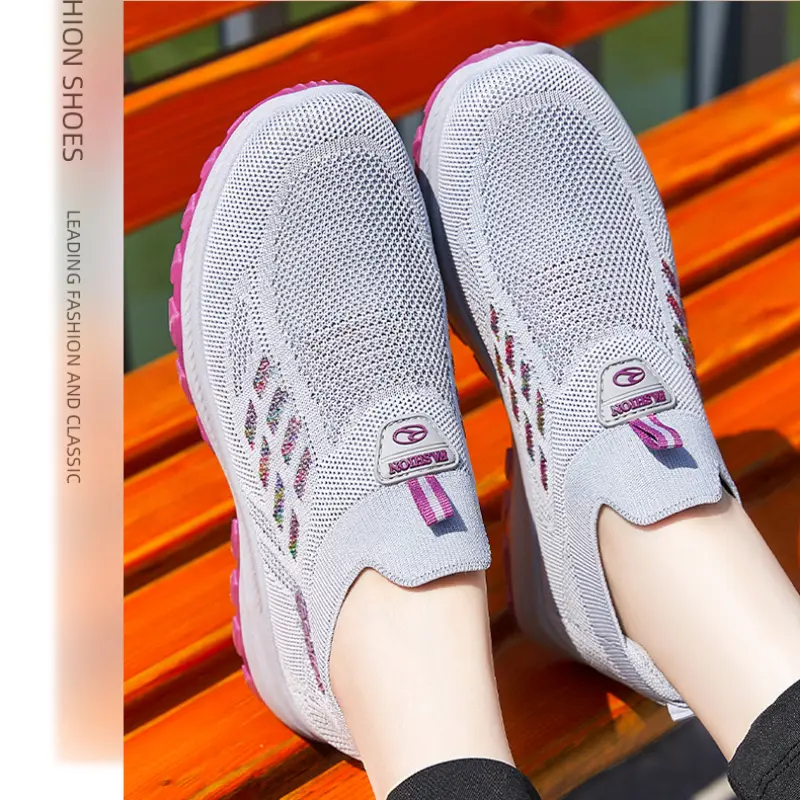 Spring 2024 New Women's Shoes with Breathable One Step Soft Sole, Anti slip and Wear Resistant, Grey Purple Red Black