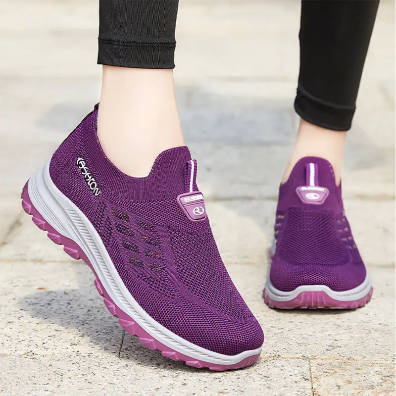 Spring 2024 New Women's Shoes with Breathable One Step Soft Sole, Anti slip and Wear Resistant, Grey Purple Red Black