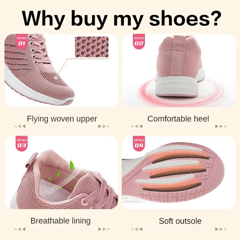 Female Shoes 2024 Spring New Women's Shoes Soft Sole Breathable Running Shoes Fashion Trend Lace up Sports  Female