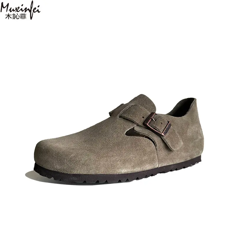 Muxinfei Genuine Leather Boken Slippers] New Soft Bottom Boken Slippers for Men and Women, Outerwear Boken Half Drag