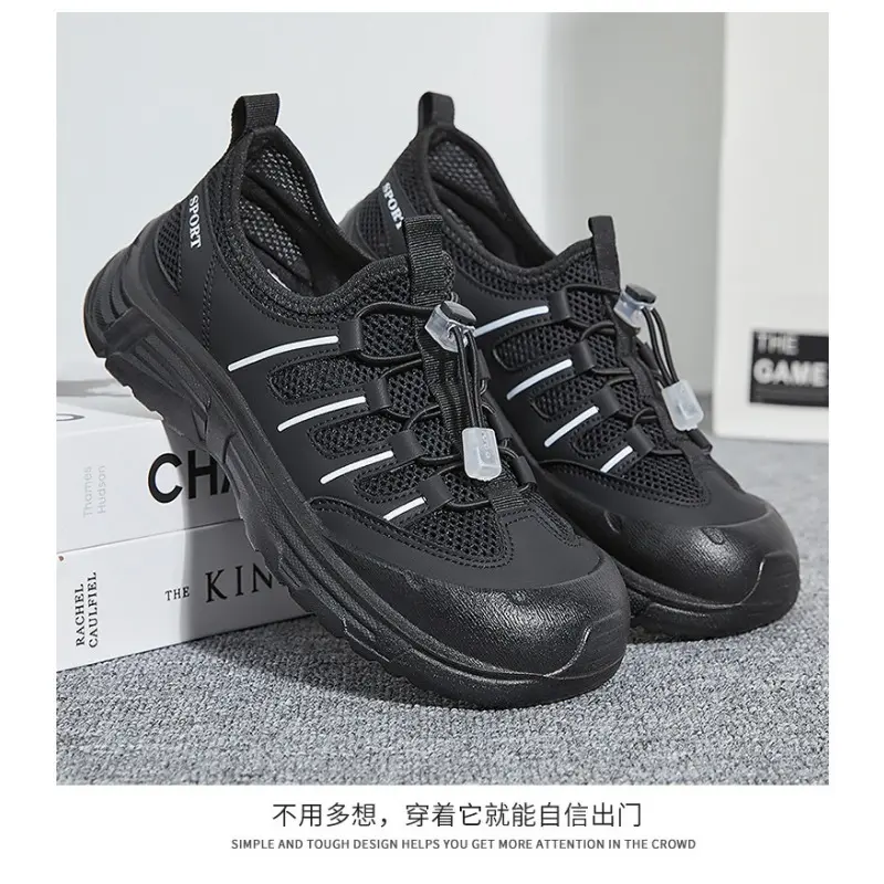 Women's Breathable Mesh Sneakers Outdoor Hiking Shoes Spring Lightweight Thick Sole Comfort Hollow Design Non-Slip