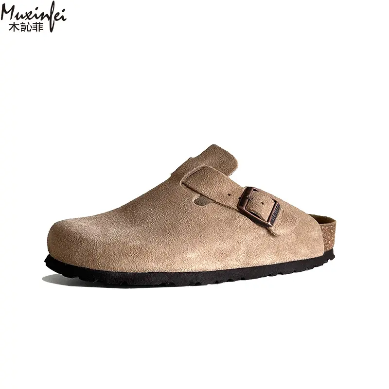 Muxinfei Genuine Leather Boken Slippers] New Soft Bottom Boken Slippers for Men and Women, Outerwear Boken Half Drag