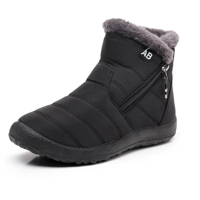 Cotton Shoes Women's Winter New Style Side Zipper Middle Top Warm Snow Boots Lightweight and Thick Cotton Boots with Velvet