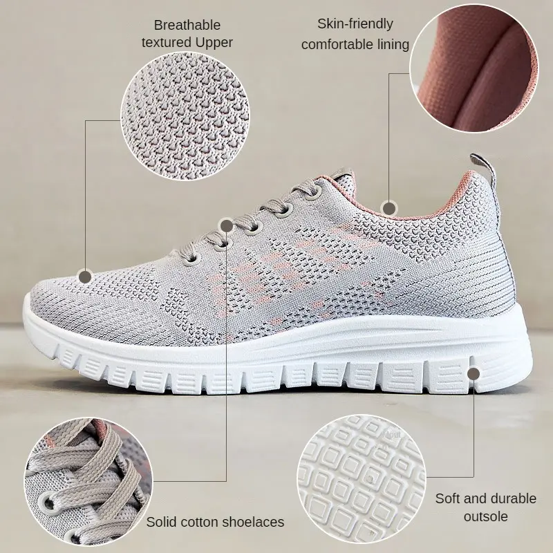 2025 Women's Casual Sneakers Comfortable Breathable Platform Shoes Fashion Women Versatile Lace-up Shoes Female Footwear