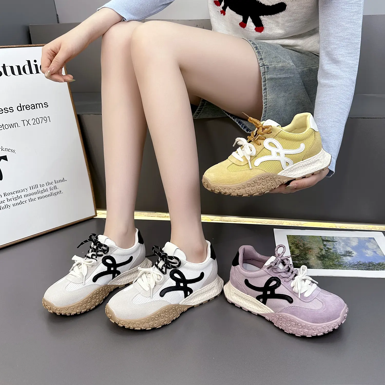 2025 New Women's Running Shoes Anti-Slip Oxford Outsole Lightweight Breathable Sports Fitness Shoes for Gym Training