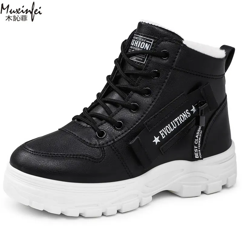 New Style Snow Boots for Men and Women Fashionable and Warm Thick Cotton Shoes Waterproof  Lace Up Mid Tube Cotton Boots 35-45