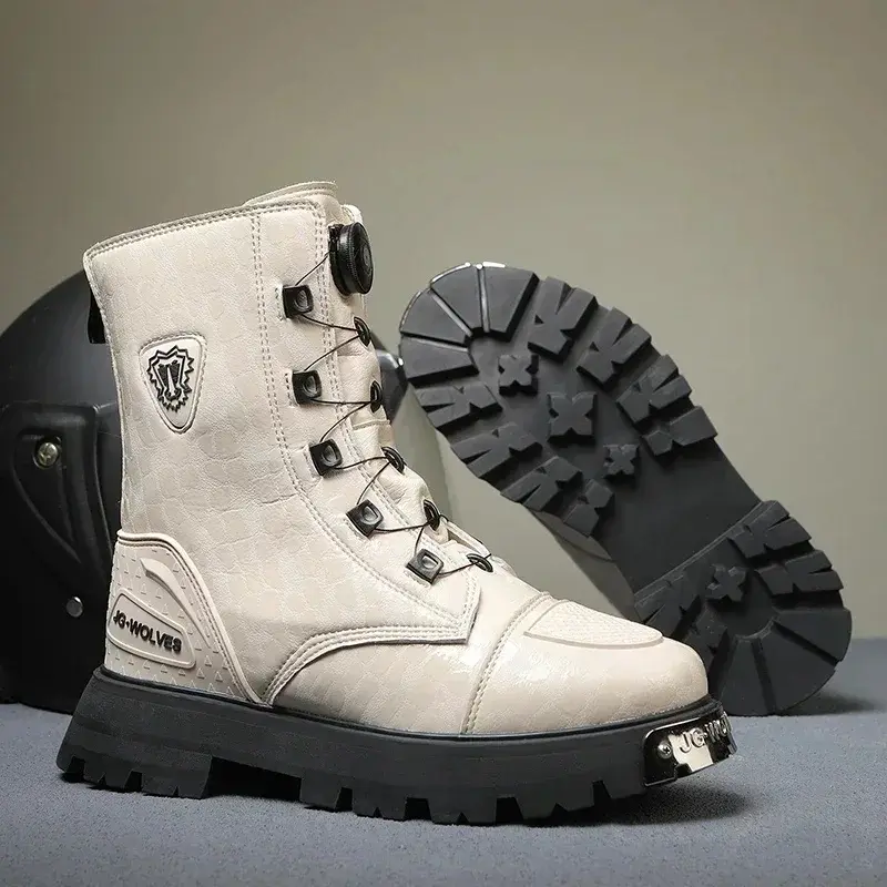 Antiskid Moto Vintage Ankle Boots Leather High Top Women's Boots Waterproof Cycling Boots Outdoor Motorcycle Motocross Shoes