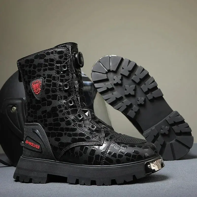 Antiskid Moto Vintage Ankle Boots Leather High Top Women's Boots Waterproof Cycling Boots Outdoor Motorcycle Motocross Shoes
