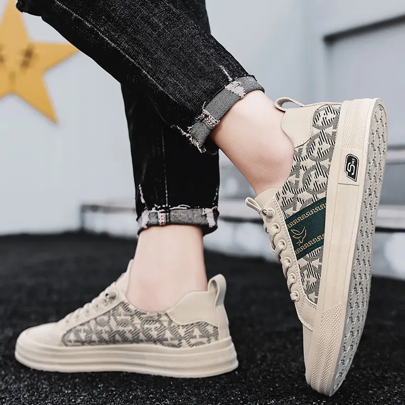 New Shoes for Men Leather Casual Shoes Spring New Style Fashion Striped Lace-Up Loafers Leisure Flat Shoes zapatos casuales