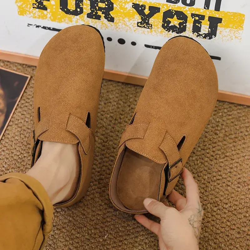 Men Mules Shoe Fashion with Arch Support Unisex Classic Beach Birkenstok Mens Shoes Men's Suede Sandals Retro Cork Clogs Тапочки