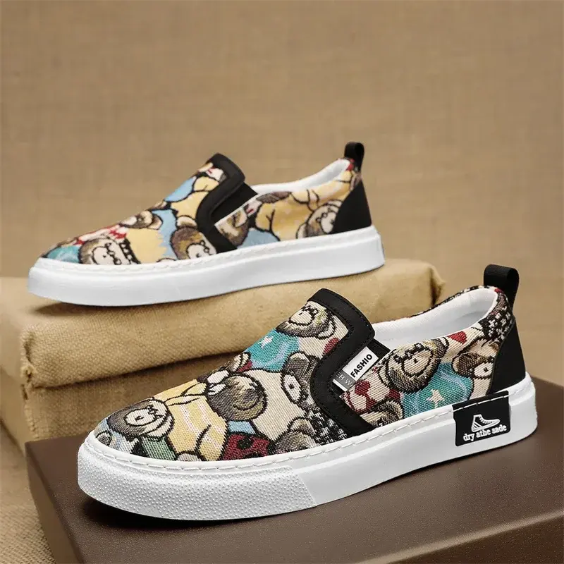 Men Espadrilles Luxury Loafers Man Platform Canvas Shoes Fashion Bear Print Casual Men Shoes Design Summer Classic Slip-on Shoes