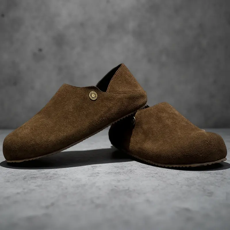 New Fashion Men Leather Flats Shoes Comfortable Man Casual Shoes Slip on Male Outdoor Walking Shoes Split Leather Driving Shoes