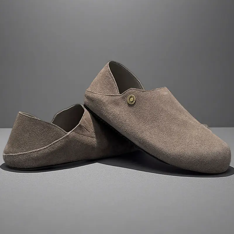New Fashion Men Leather Flats Shoes Comfortable Man Casual Shoes Slip on Male Outdoor Walking Shoes Split Leather Driving Shoes