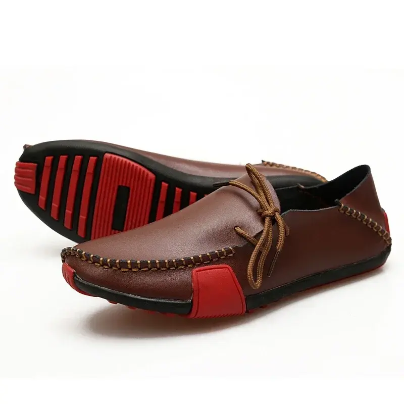 Men Shoes Leather Casual 2025 Italian Soft Men Loafers Handmade Moccasins Breathable Slip on Boat Shoes Zapatos Hombre