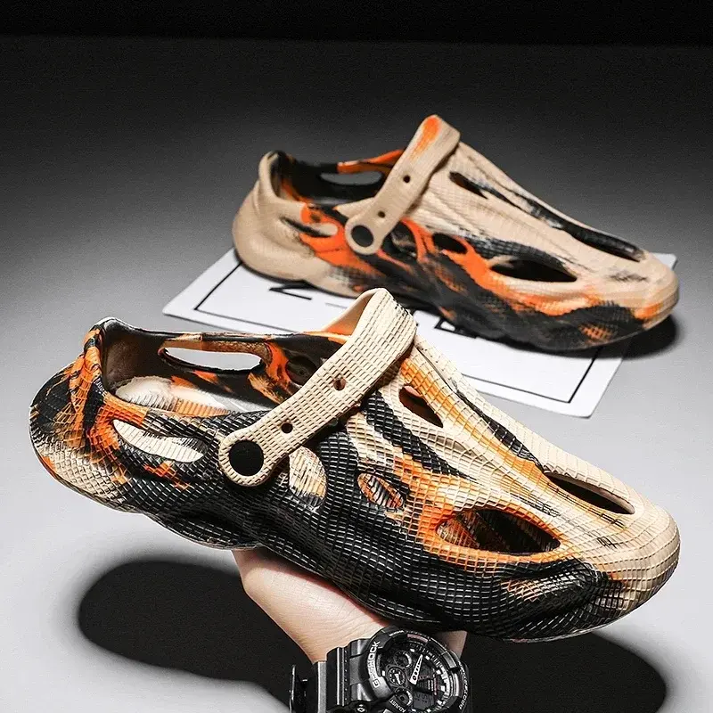 Men Shoes Beach Slippers Unisex Hollow Out Casual Couple Beach Sandal Flip Flops Shoes Nonslide Male Water Shoes Mens Hollow Out