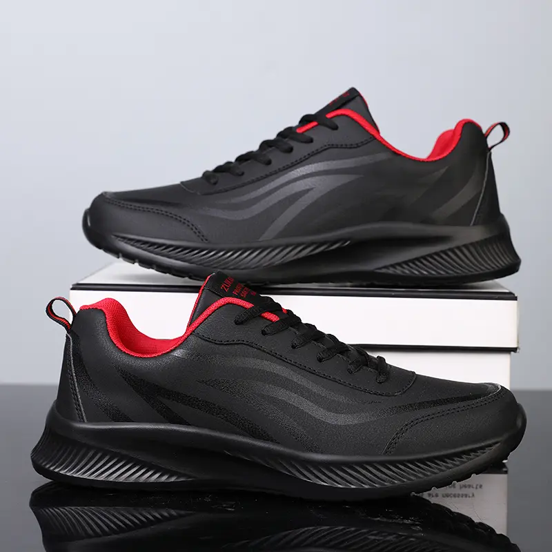 Men Running Shoes Leather Waterproof Anti Slip Sneakers Men Wear-resistant Men Walking Sport Shoes Comfortable Men's Shoes