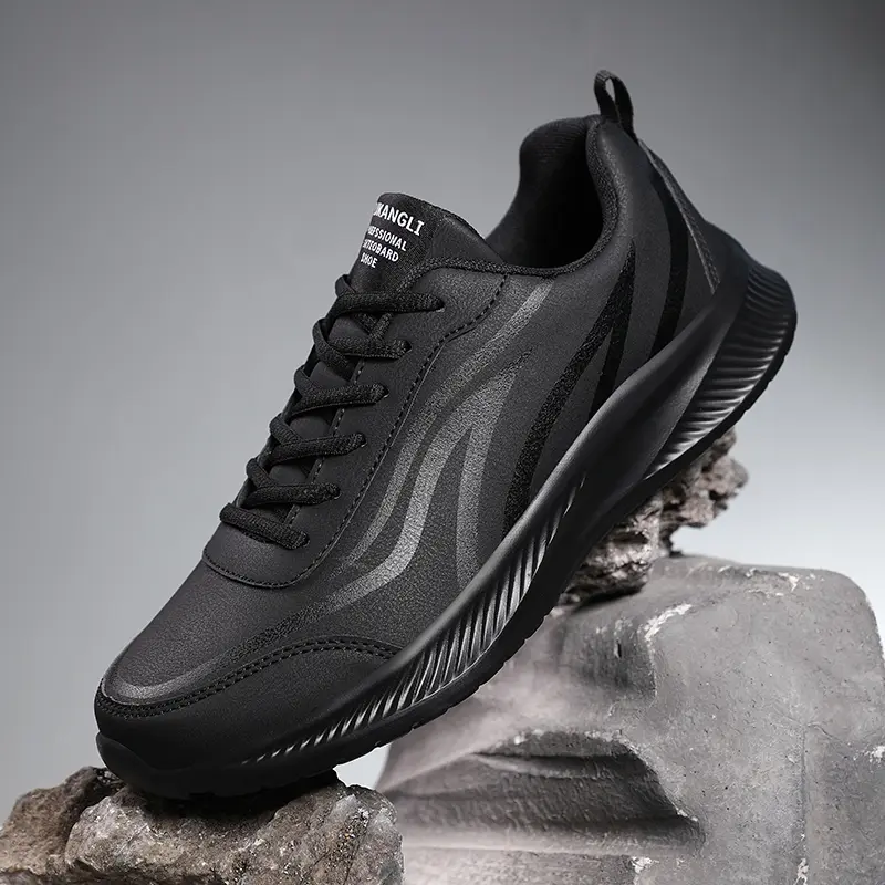 Men Running Shoes Leather Waterproof Anti Slip Sneakers Men Wear-resistant Men Walking Sport Shoes Comfortable Men's Shoes