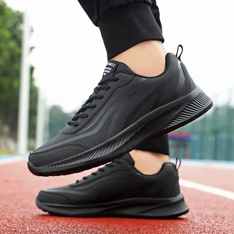 Men Running Shoes Leather Waterproof Anti Slip Sneakers Men Wear-resistant Men Walking Sport Shoes Comfortable Men's Shoes