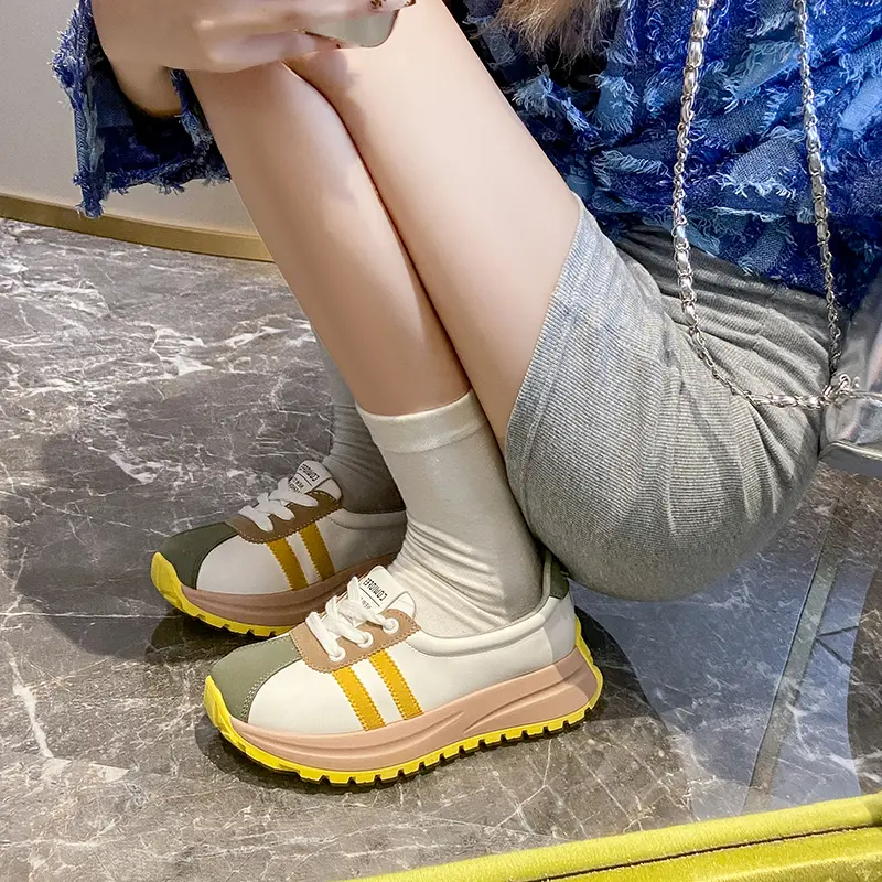 2024Shallow Mouth Fashion Casual A/Gan Shoes Four Seasons Women's Casual Shoes Thick Soled Height Raising Shoes Vulcanized Shoes
