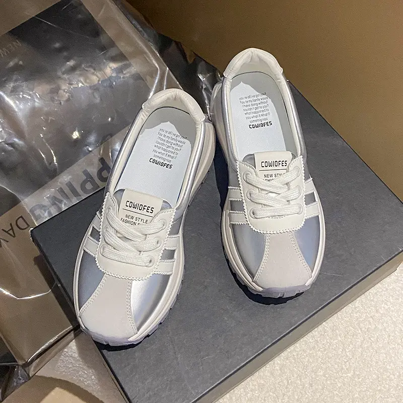 2024Shallow Mouth Fashion Casual A/Gan Shoes Four Seasons Women's Casual Shoes Thick Soled Height Raising Shoes Vulcanized Shoes