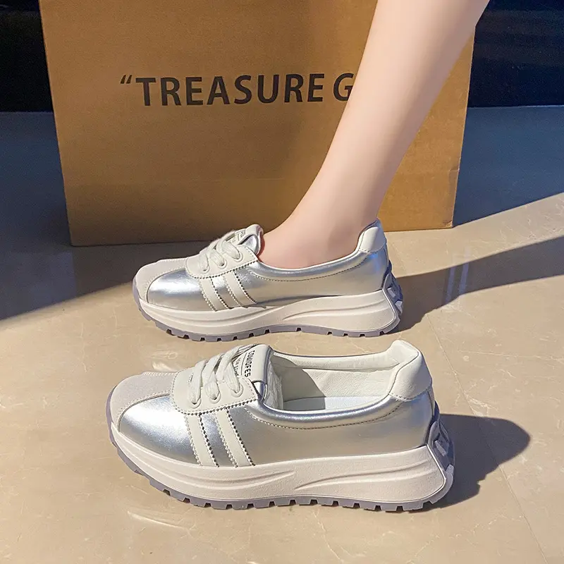 2024Shallow Mouth Fashion Casual A/Gan Shoes Four Seasons Women's Casual Shoes Thick Soled Height Raising Shoes Vulcanized Shoes