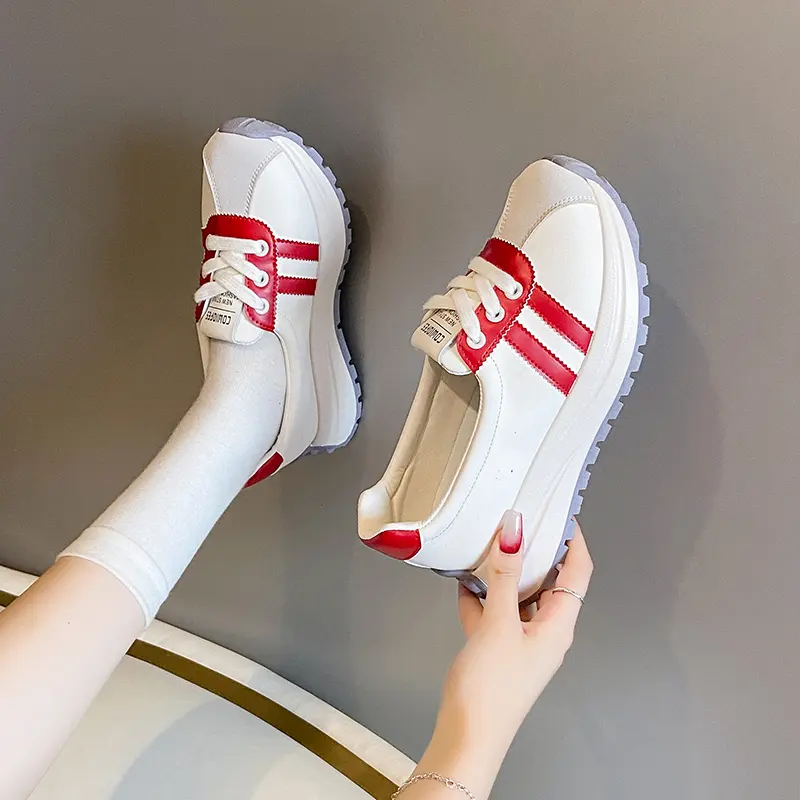 2024Shallow Mouth Fashion Casual A/Gan Shoes Four Seasons Women's Casual Shoes Thick Soled Height Raising Shoes Vulcanized Shoes