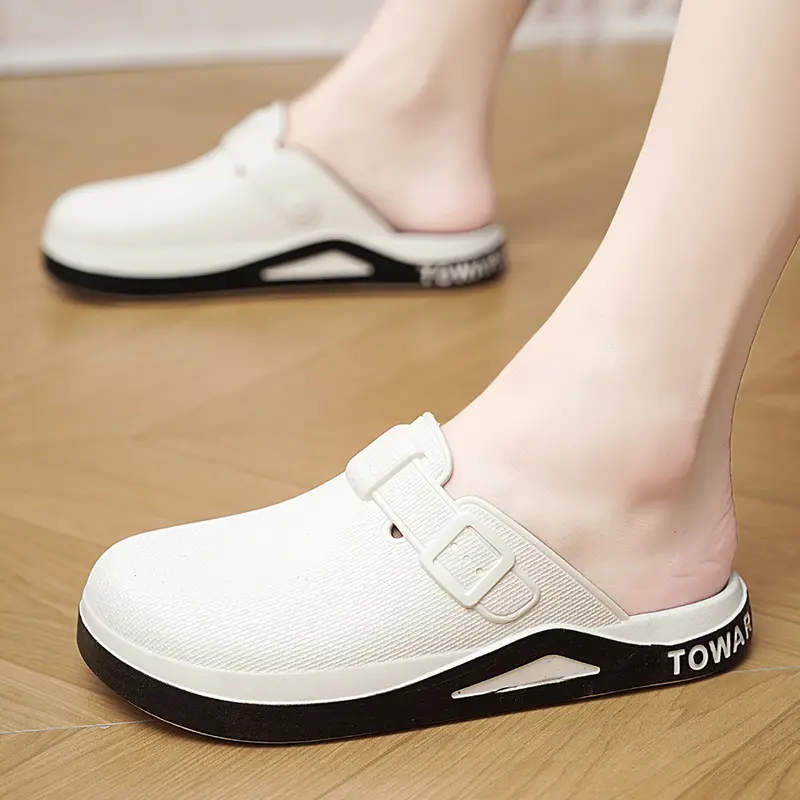 Summer Shoes for Men Closed-toe Fashion Slippers for Men Solid Color Buckle-trap Garden Shoes Clogs Men Lightweight EVA Sandals