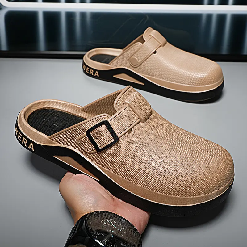Summer Shoes for Men Closed-toe Fashion Slippers for Men Solid Color Buckle-trap Garden Shoes Clogs Men Lightweight EVA Sandals
