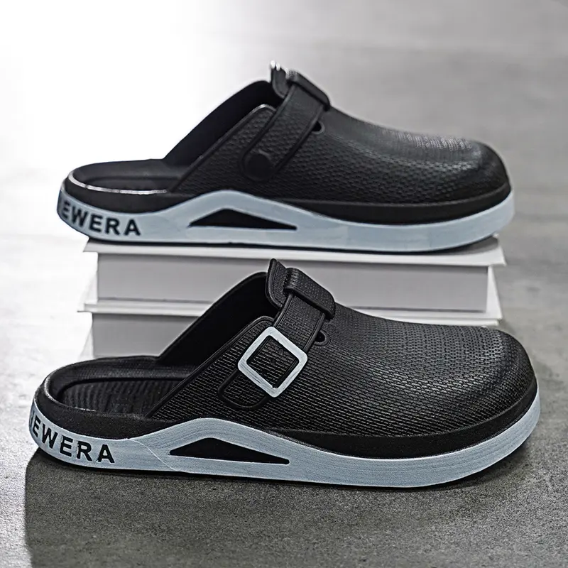 Summer Shoes for Men Closed-toe Fashion Slippers for Men Solid Color Buckle-trap Garden Shoes Clogs Men Lightweight EVA Sandals