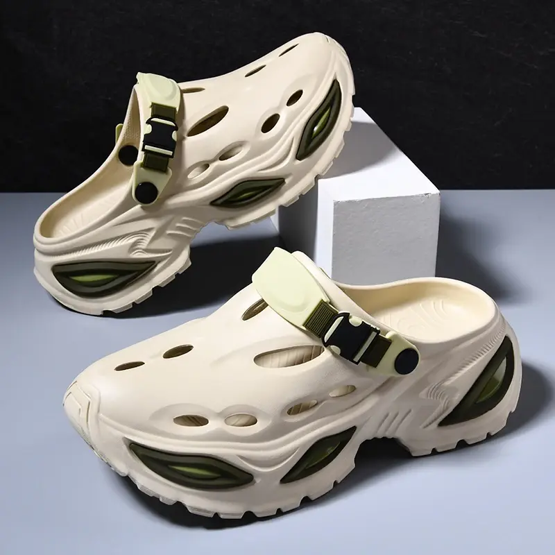 Men's EVA Beach Sandals Casual Summer 2025 Thick Sole Trendy Flat Footwear For Driving And Leisure Unisex Slip-On Slippers