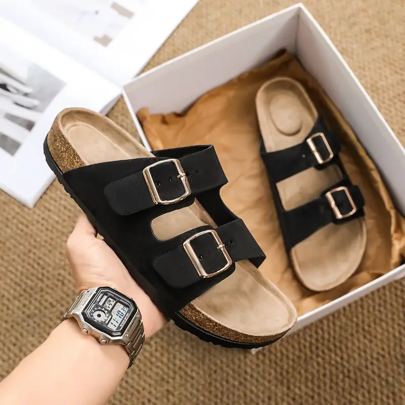 Leather Men's Sandals Outdoor Men Slippers Summer Non-slip Beach Walking Casual Shoes Big Size 36-49 Soft Couple Shoes Zapatos