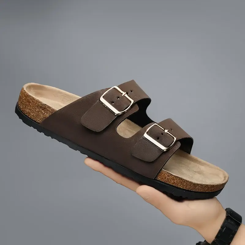 Leather Men's Sandals Outdoor Men Slippers Summer Non-slip Beach Walking Casual Shoes Big Size 36-49 Soft Couple Shoes Zapatos