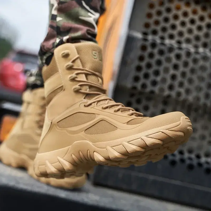 Men Tactical Boots Motorcycle Boots Men Boots Special Force Desert Boots Outdoor Hiking Boots Ankle Shoes Man Work Safety Shoes