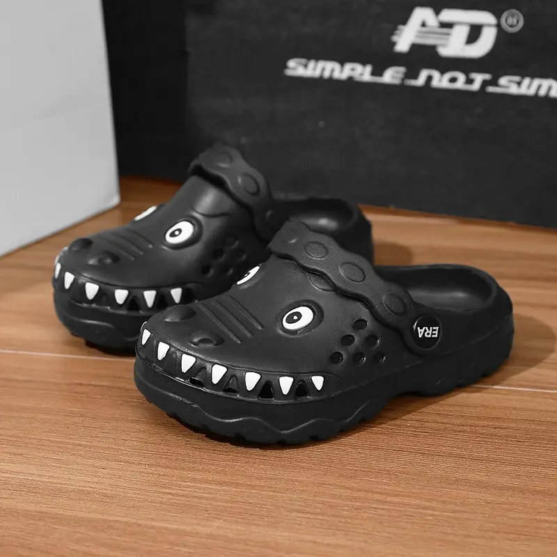 Kids Shark Cloud Slides Cartoon Pool Shower Shoes Cushioned Shoes Boys Girls Slip On Sandals Soft Toddler Beach Slippers