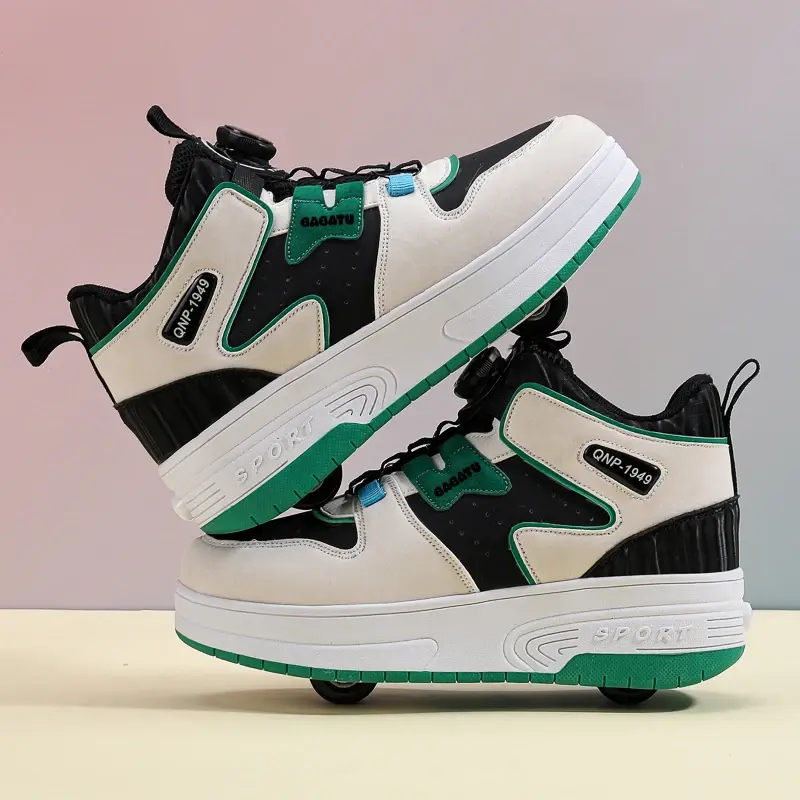 Two Wheel Light Shoes Boys Invisible Roller Shoes Large Size Outdoor Sports Walking Shoes Women Students Children's Shoes