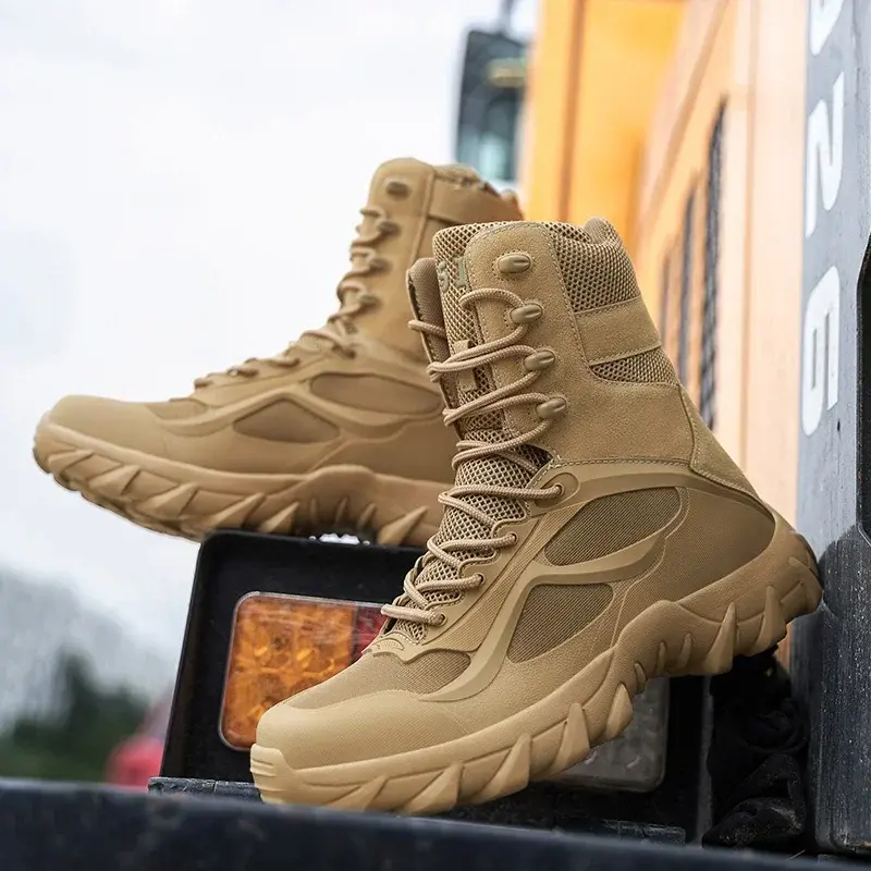 Mens Ankle Boot Tactical Big Size Boot Male Shoes Men's Boot Combat Work Safety Shoes Motocycle Outdoor Boots