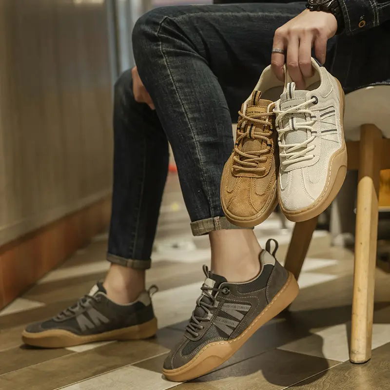 Men's Tennis Sneakers Flat Men's Fashion Color Mix Lace-up Vulcanized Shoes Spring and Summer Men's Outdoor Sneakers zapatillas