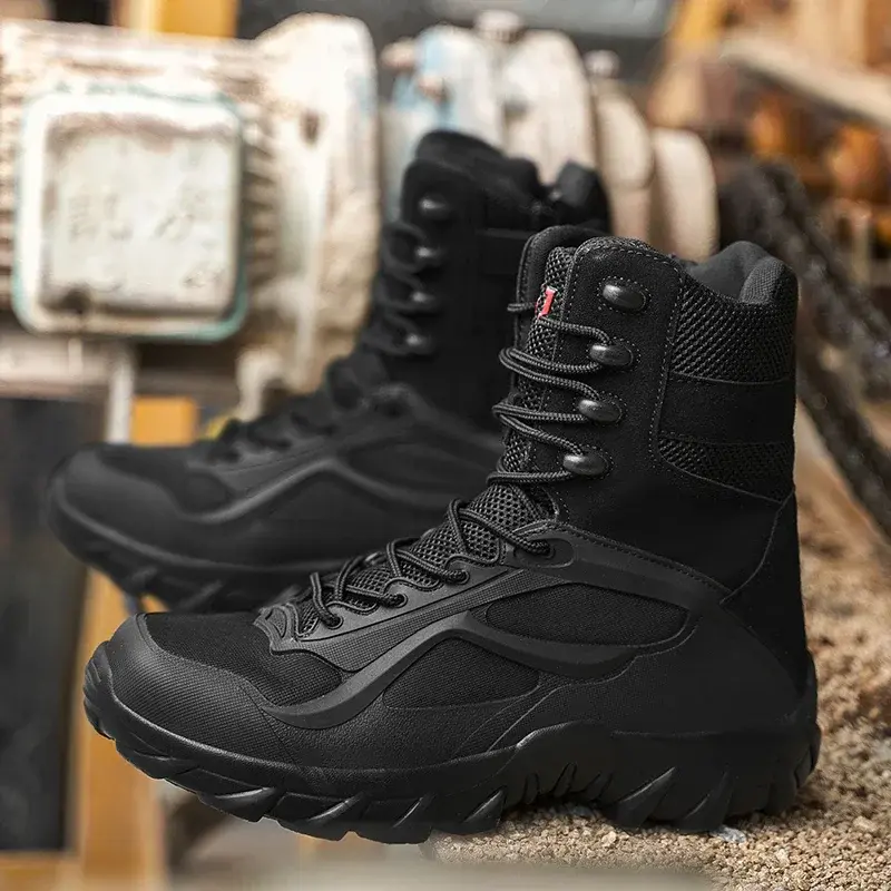 Mens Ankle Boot Tactical Big Size Boot Male Shoes Men's Boot Combat Work Safety Shoes Motocycle Outdoor Boots