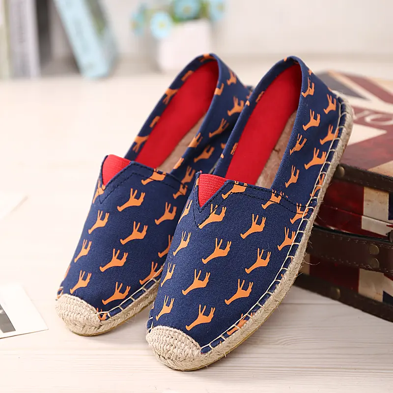2025 Summer Men Canvas Shoes Breathable Men's Casual Shoes Slip-On Hemp Shoes Graffiti Espadrilles Women Footwear Flats
