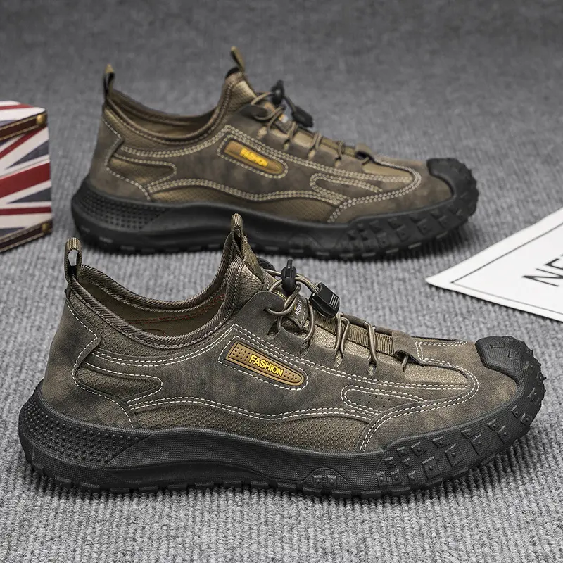 Outdoor Men Hiking Shoes Anti-slip Sneakers for Men Jogging Trekking Sneaker Retro Leather Man Work Shoe Climbing Mountain Shoes