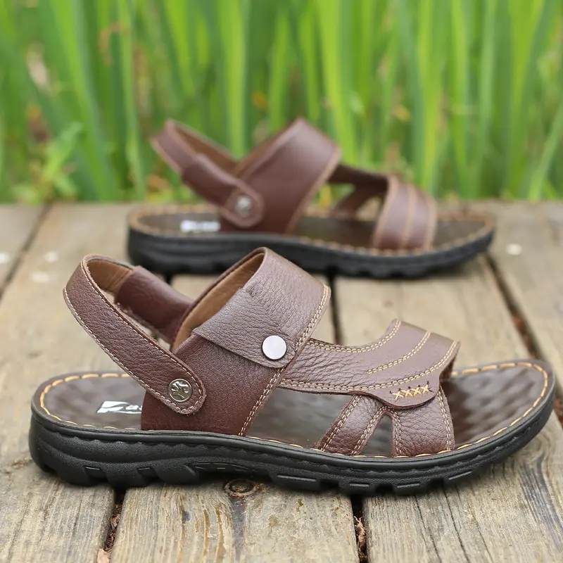 Men's Sandals Summer Waterproof Anti-slip Soft Bottom Wear-resistant Beach Shoes Thick Bottom High-end Slip-On Slippers